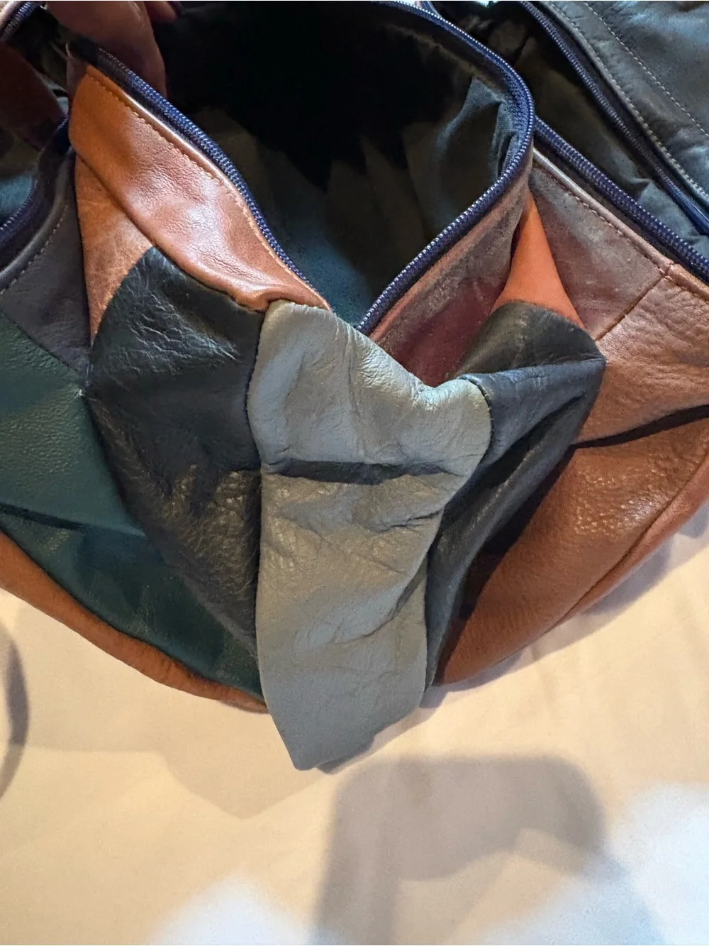 Patchwork Leather Crossbody Bag in Brown and Black